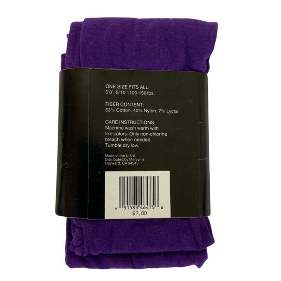 Vintage 90s Partners By Mervyns Purple Cotton Blend Tights One Size Fits All - Picture 2 of 2